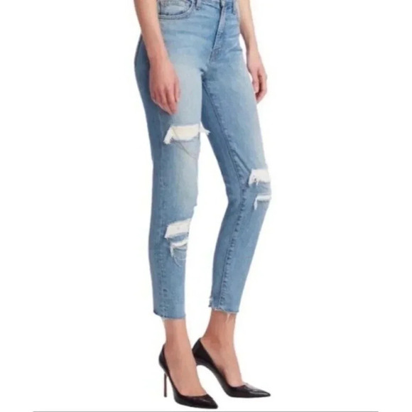 IRO Genn Blue Distressed Silver Detailing Chain Jeans Womens Size 27 ($325) - Picture 7 of 16